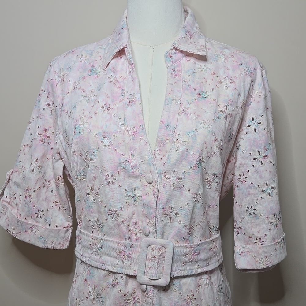 Solitaire 90's Inspired Denim Dress with Belt Size M Eyelet Detail & Fully Lined - Picture 3 of 10